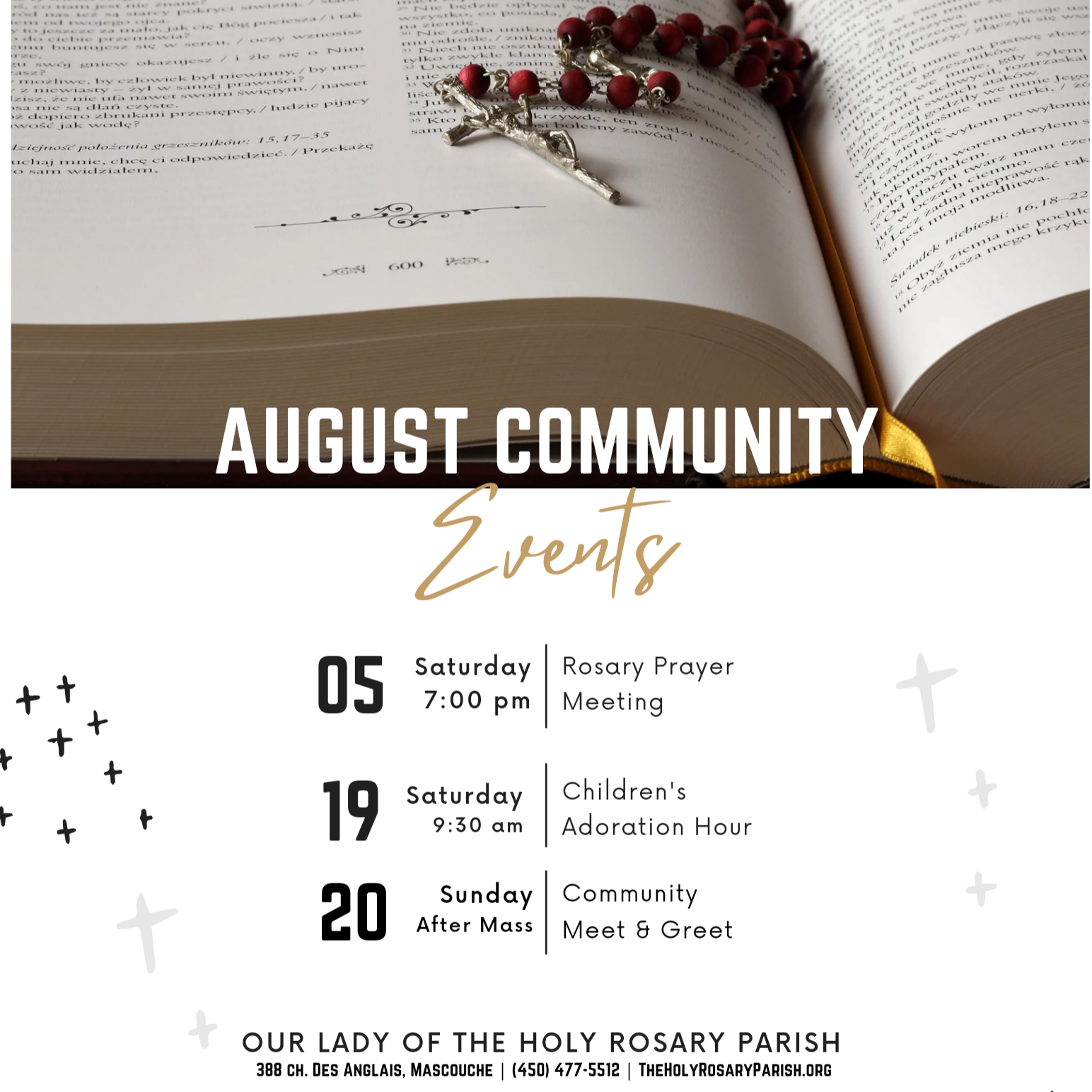 August Community Events – Our Lady of the Holy Rosary Parish