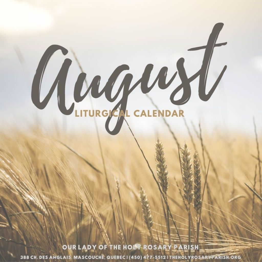 August Liturgical Calendar – Part&nbsp;1
